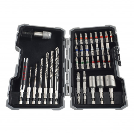 Zestaw bitów krętych, głowic i wierteł Bosch PRO Holz do drewna, 35 szt.