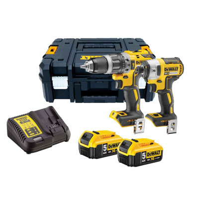 Zestaw narzędzi akumulatorowych Dewalt DCK266P2T (DCD796 + DCF887), 18 V, 2 x 5,0 Ah, ładowarka + walizka