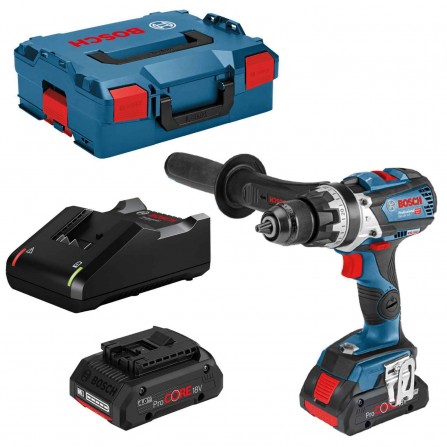 Zestaw akumulatorowych wkrętarek udarowych Bosch GSB 18V-110 C, 18 V, 2 x 4,0 Ah, ładowarka + walizka