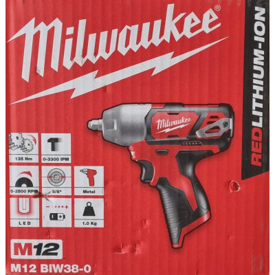 Akumulatorowy klucz udarowy Milwaukee M12 BIW38-0, 12 V, 135 Nm