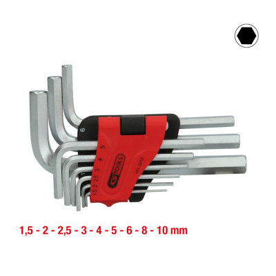 Zestaw kluczy imbusowych KS Tools w składanym uchwycie, 9 elementów, 1,5-10 mm (151.3212)