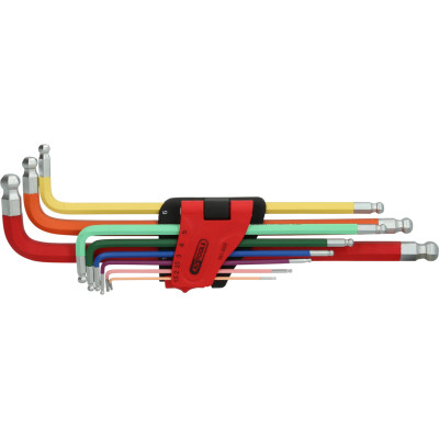 Zestaw kluczy imbusowych z podwójną końcówką kulistą KS Tools, bardzo długi, 9 elementów (151.3222)