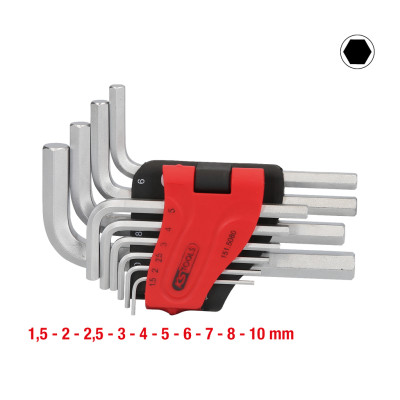 Zestaw kluczy imbusowych KS Tools w składanym uchwycie, 10 elementów, 1,5-10 mm (151.5080)