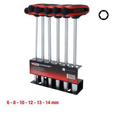 Zestaw wkrętaków do nakrętek z uchwytem T firmy KS Tools, 6 elementów, 6-14 mm (158.5000)