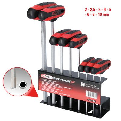 Zestaw kluczy imbusowych z uchwytem T firmy KS Tools, 8 elementów (158.8130)