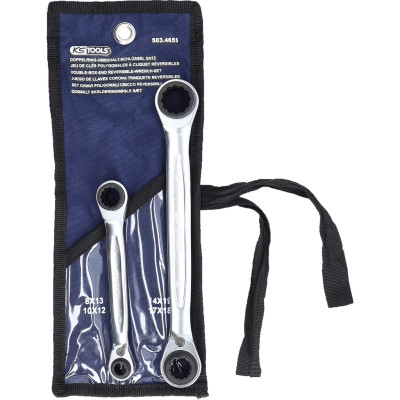 Zestaw kluczy oczkowych z grzechotką dwustronną KS Tools 4 w 1 GEARplus, 2 sztuki 8-19 mm (503.4655)