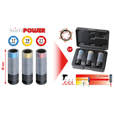 Zestaw nasadek udarowych SlimPOWER firmy KS Tools, 3-częściowy, 1/2" (515.0990)