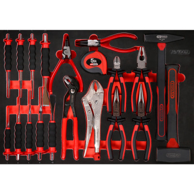 Zestaw szczypiec/młotków/dłut KS Tools z wkładką piankową, 22 sztuki (811.2022)