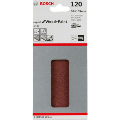 Bosch C430 arkusz ścierny 80 × 133 mm, P120, 10 pcs